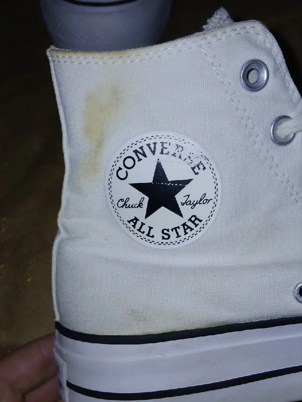 Converse White High Top All Star Platform Sneakers with Black Trim Sz: 8.5
